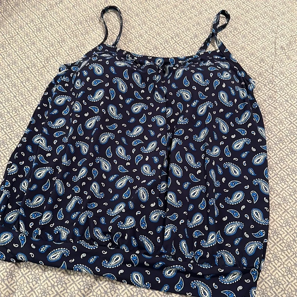 Lands' End Blue Paisley Tankini Swimsuit Top - Picture 3 of 13